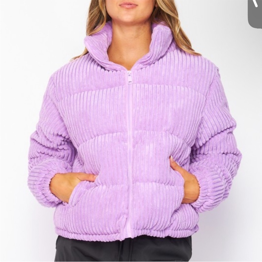 Lavender Corduroy Puffer Jacket